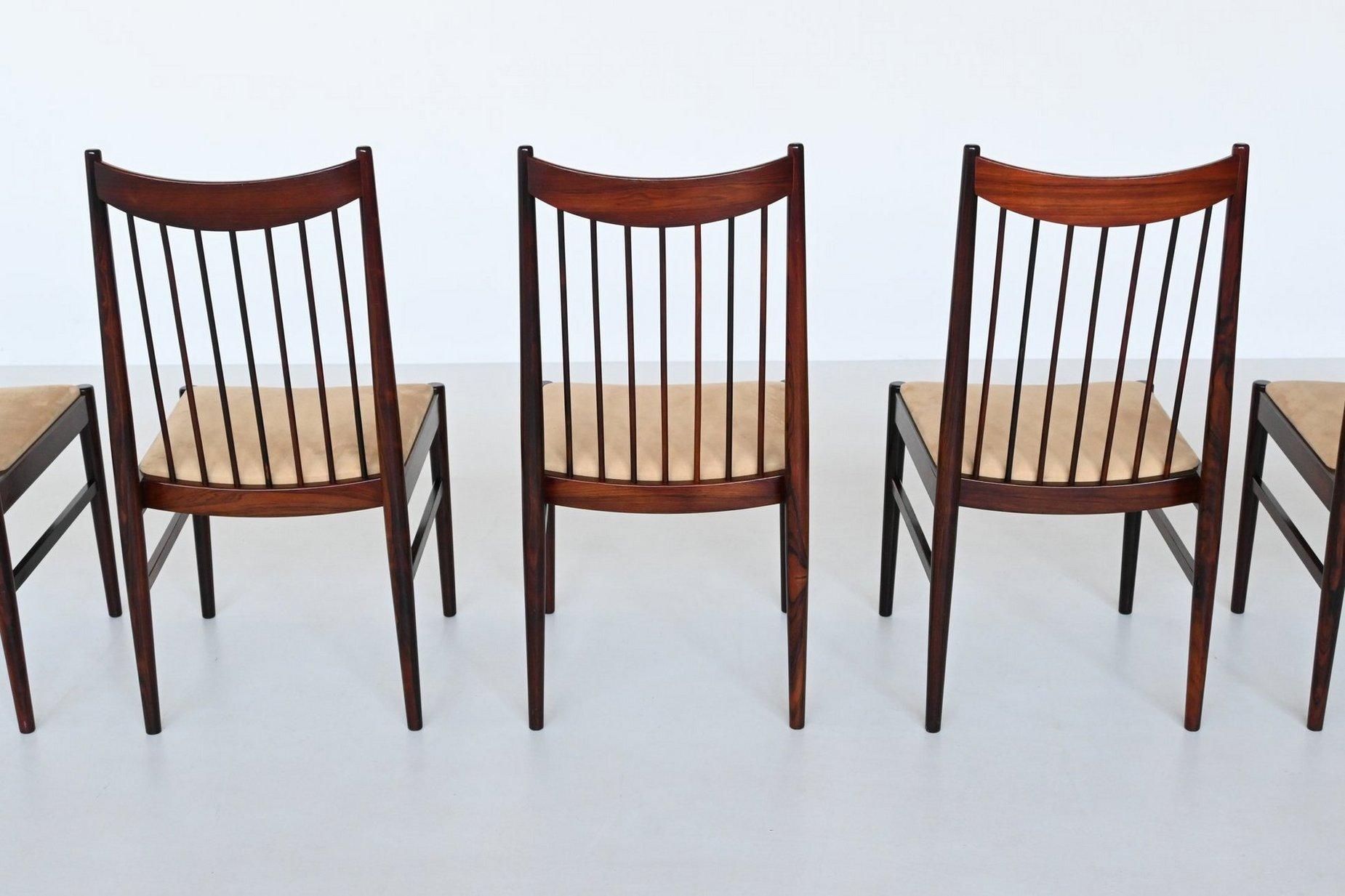 Helge Sibast set of six dining chairs in rosewood Denmark 1960 For Sale 3