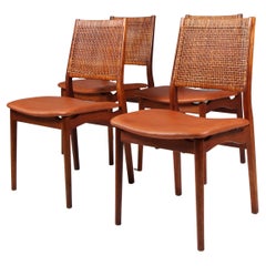 Helge Sibast Six Chairs Oak and Cane, 1960s