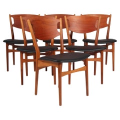 Helge Sibast Six Chairs of Teak and Oak, 1960s
