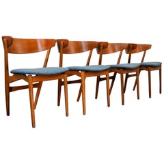 Vintage Helge Sibast Teak Dining Chairs No. 7, Set of Four