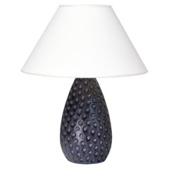 Helge Østerberg Drop Shaped Dimpled Ceramic Table Lamp, Denmark, 1950s