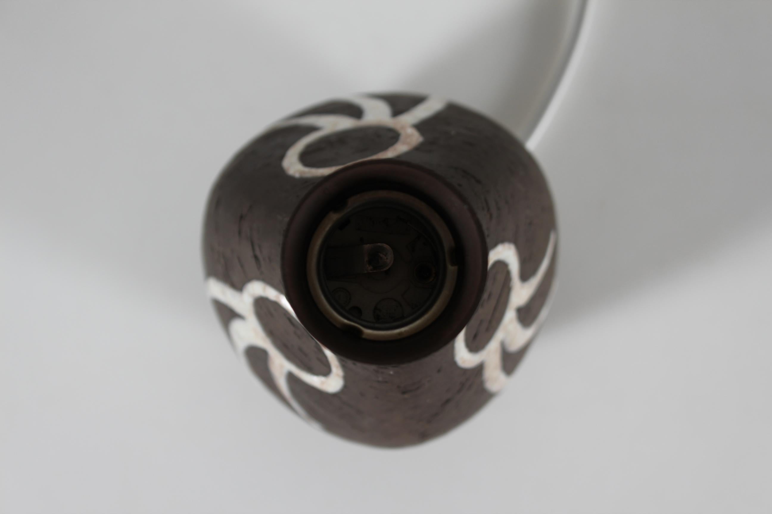 Helge Østerberg Small Ceramic Table Lamp with New Shade Danish Modern 1960s For Sale 2
