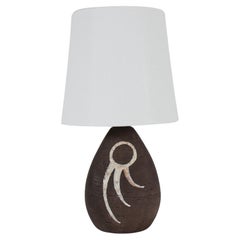 Helge Østerberg Small Ceramic Table Lamp with New Shade Danish Modern 1960s