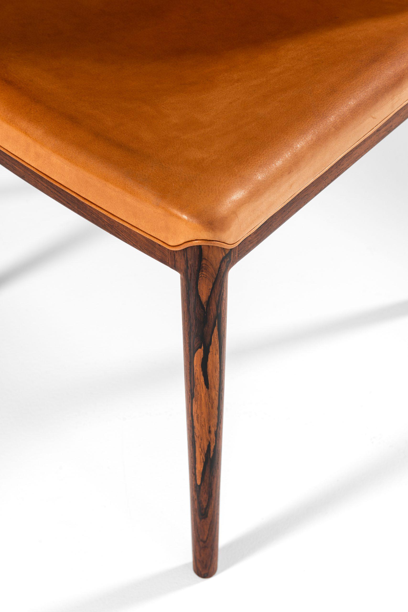 Leather Helge Vestergaard Jensen Dining Chairs Produced by P. Jensen & Co. Cabinetmakers For Sale