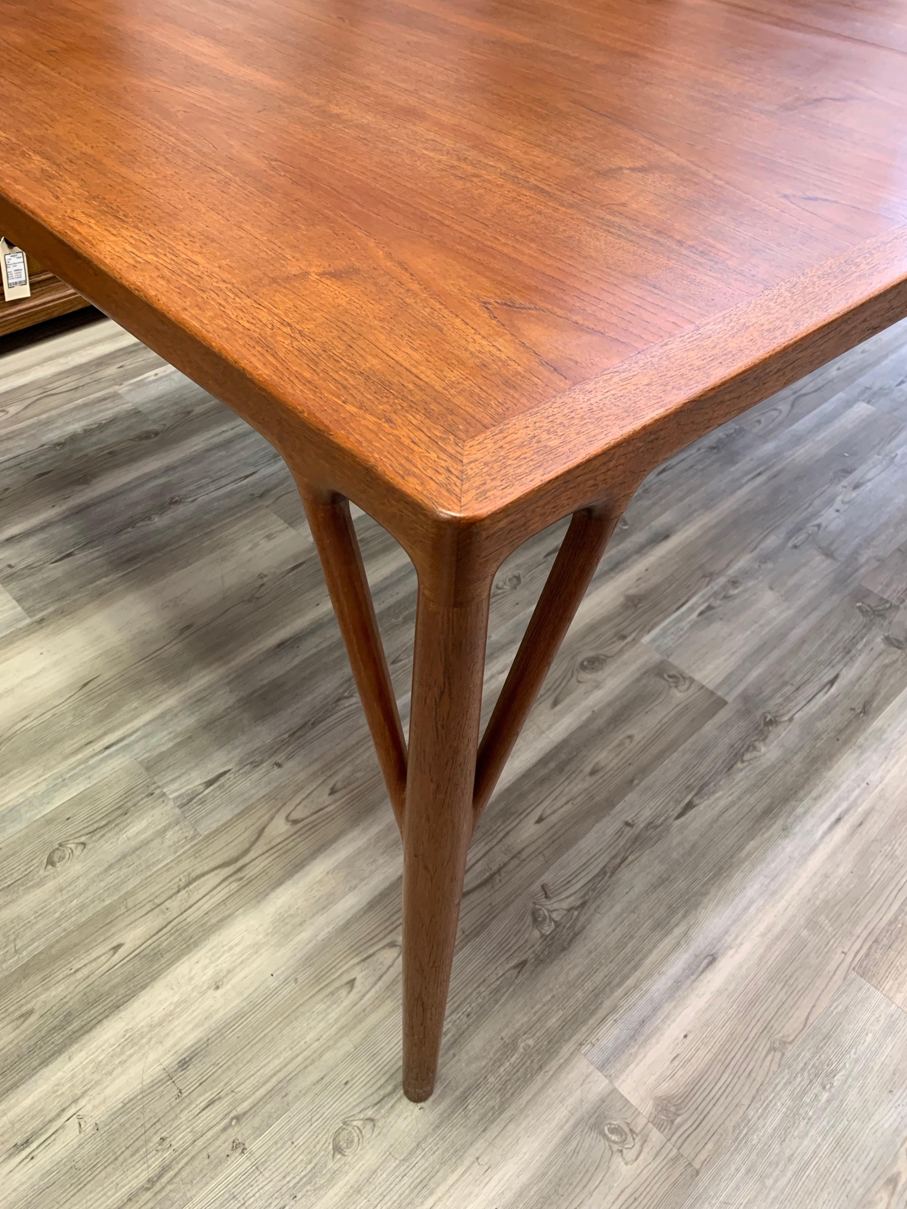 20th Century Helge Vestergaard-Jensen Dining Table in Teak with Three Leaves Midcentury