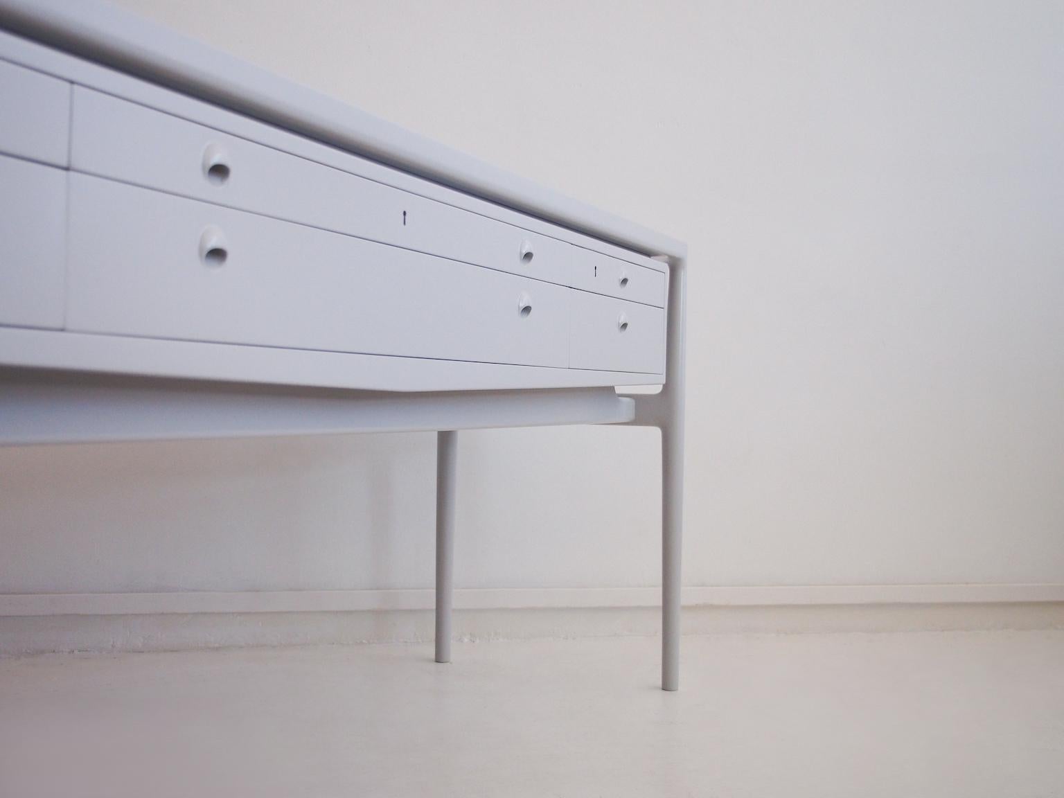 Helge Vestergaard-Jensen Light Grey Painted Wood Sideboard For Sale 6
