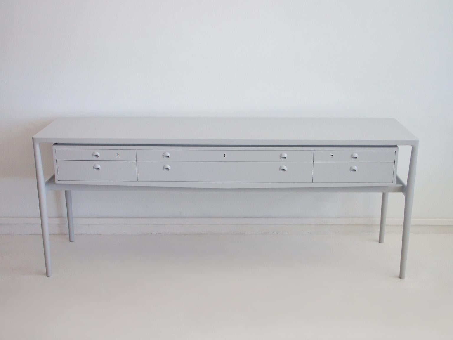 Mid-Century Modern Helge Vestergaard-Jensen Light Grey Painted Wood Sideboard For Sale