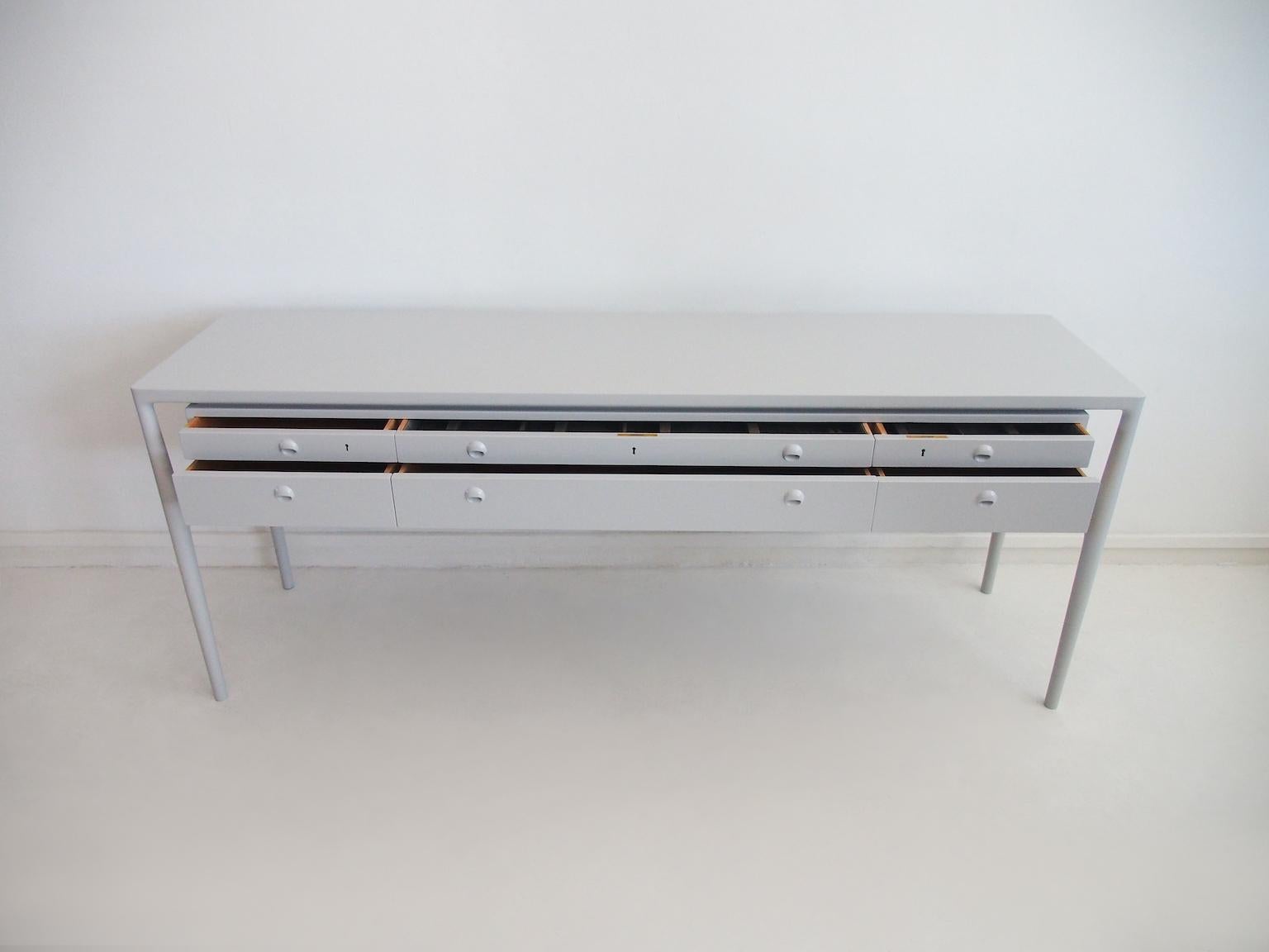 Danish Helge Vestergaard-Jensen Light Grey Painted Wood Sideboard For Sale