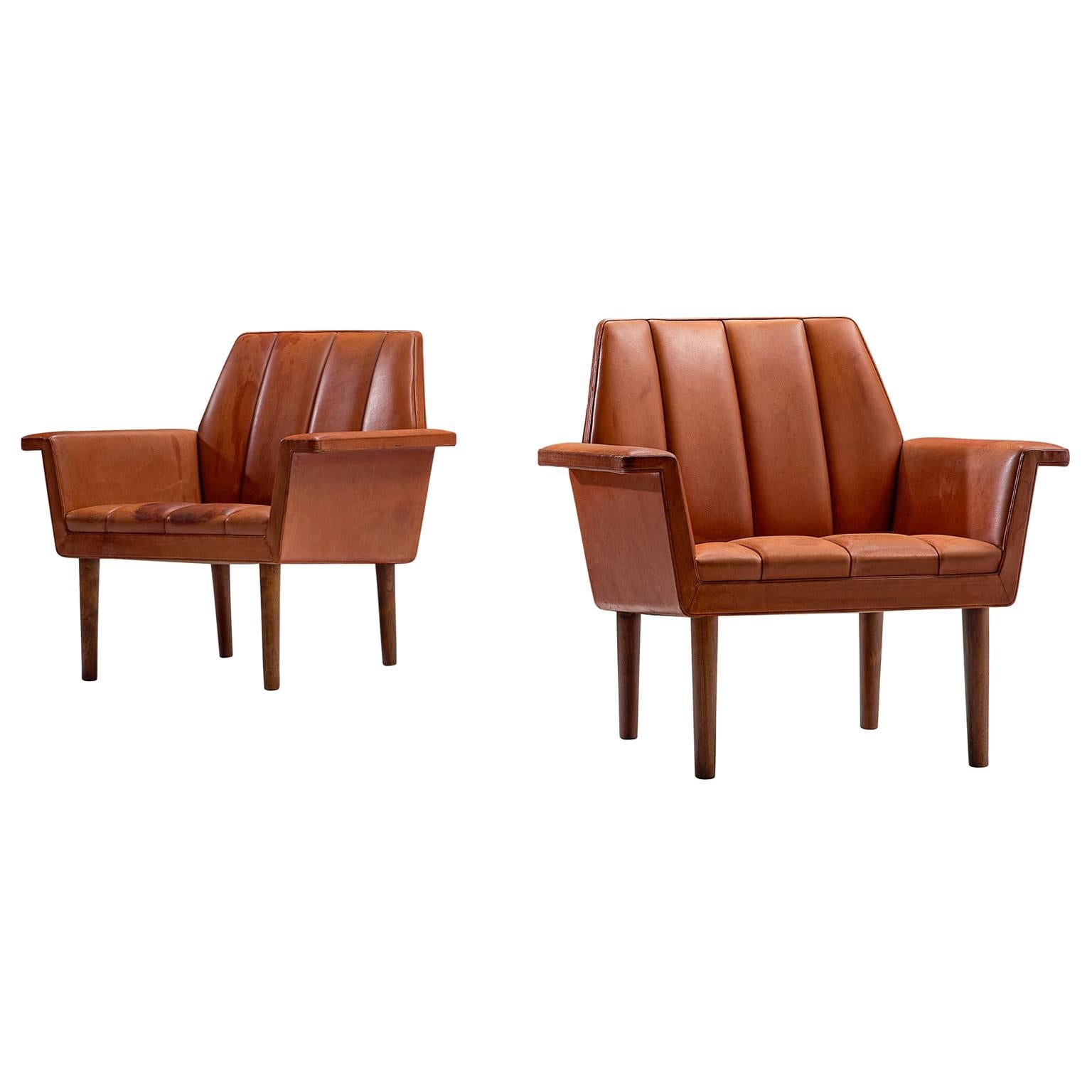 Helge Vestergaard Jensen Pair of Lounge Chairs in Leather