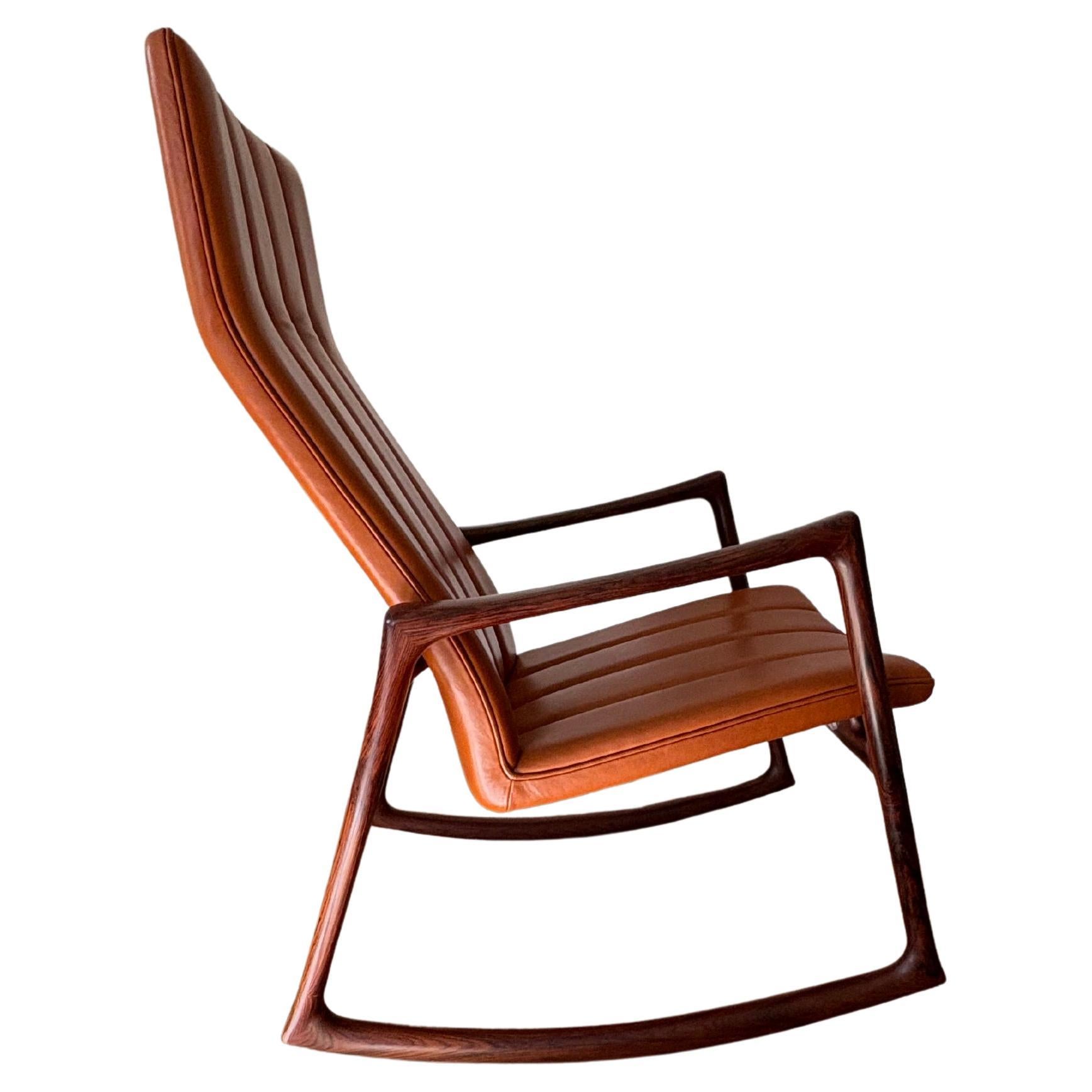 Hardwood Helge Vestergaard Jensen Rocking Chair designed 1959 For Sale