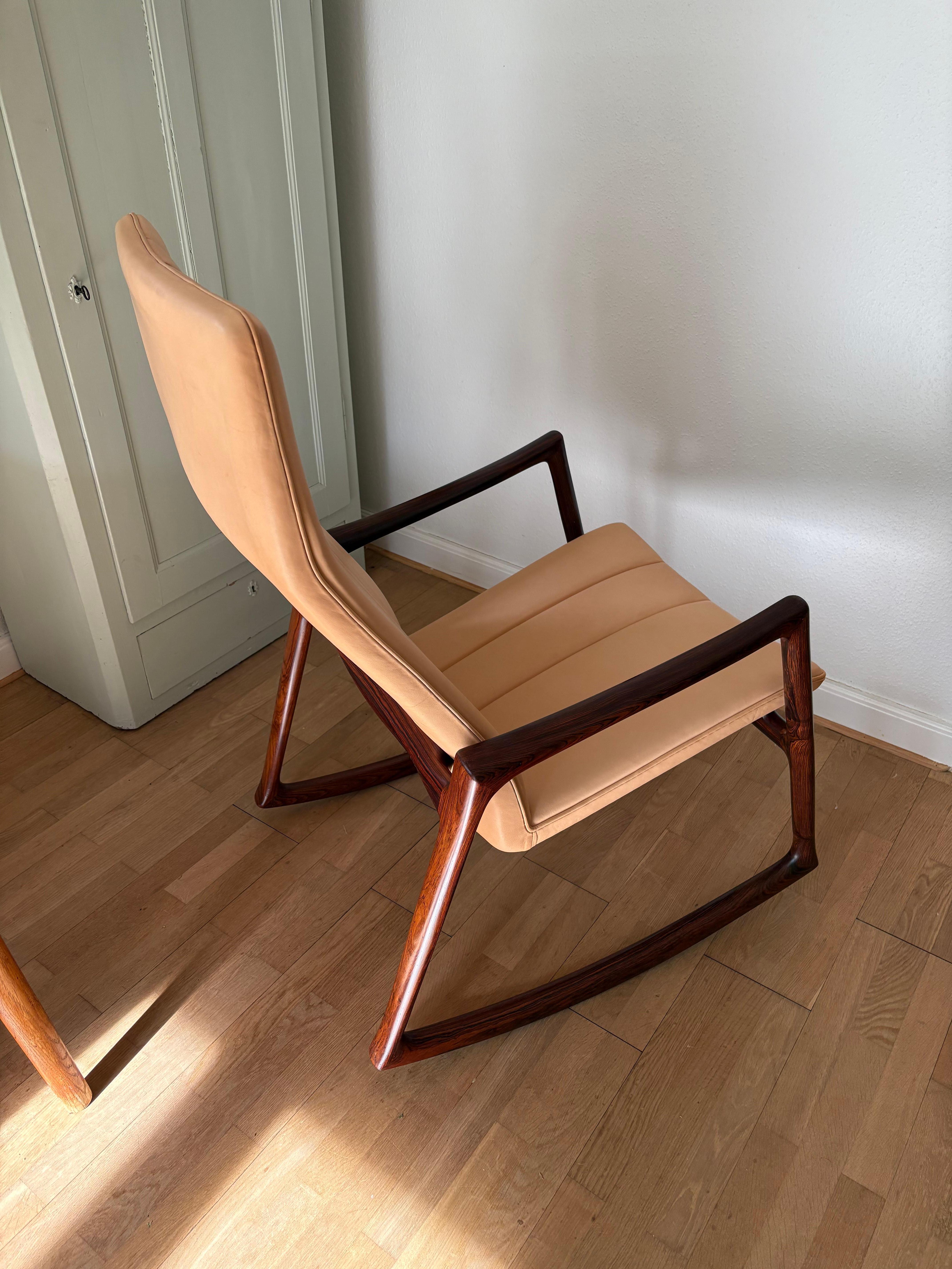 Helge Vestergaard Jensen Rosewood Rocking Chair designed 1959 For Sale 6