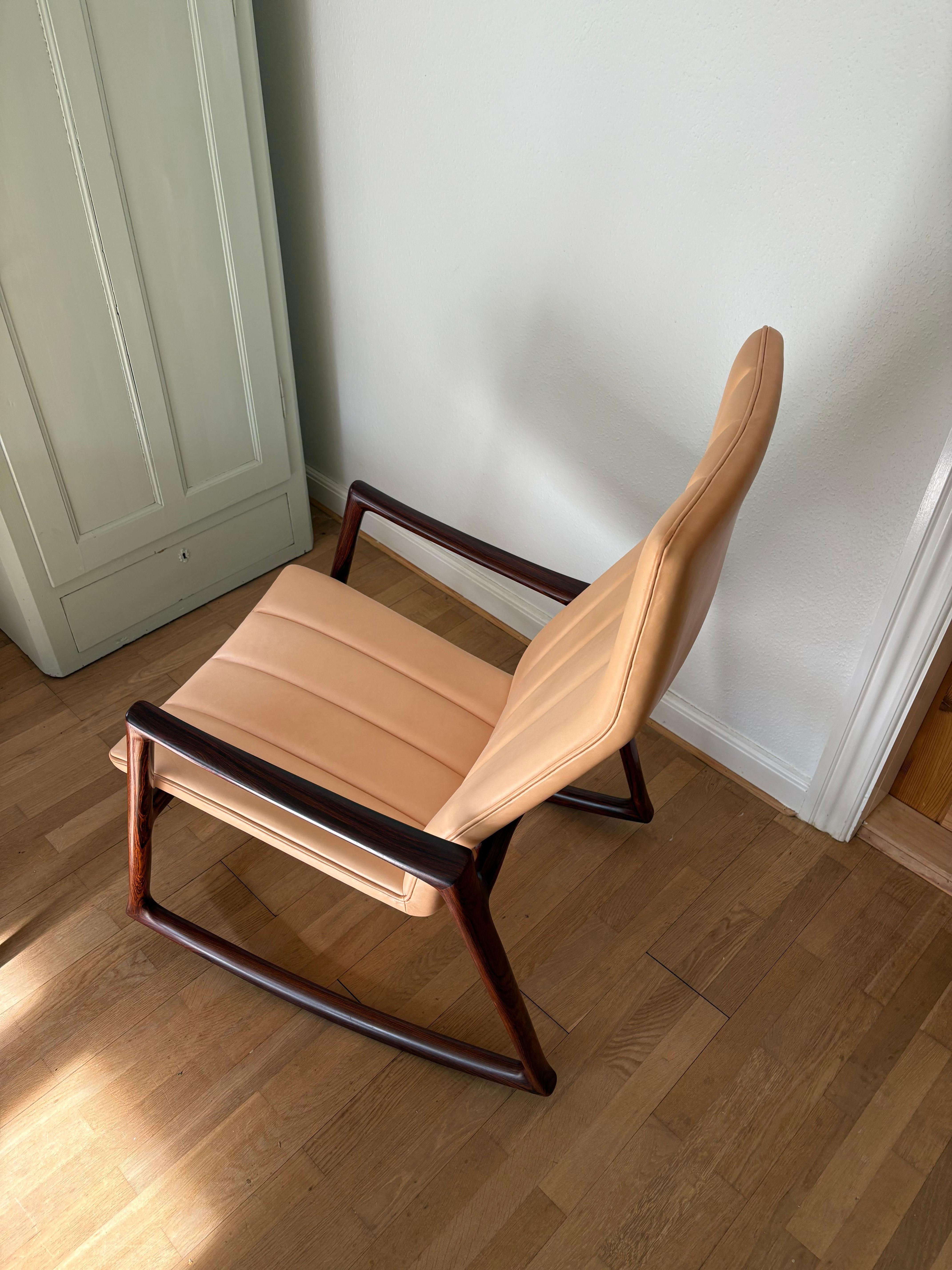Helge Vestergaard Jensen Rosewood Rocking Chair designed 1959 For Sale 7
