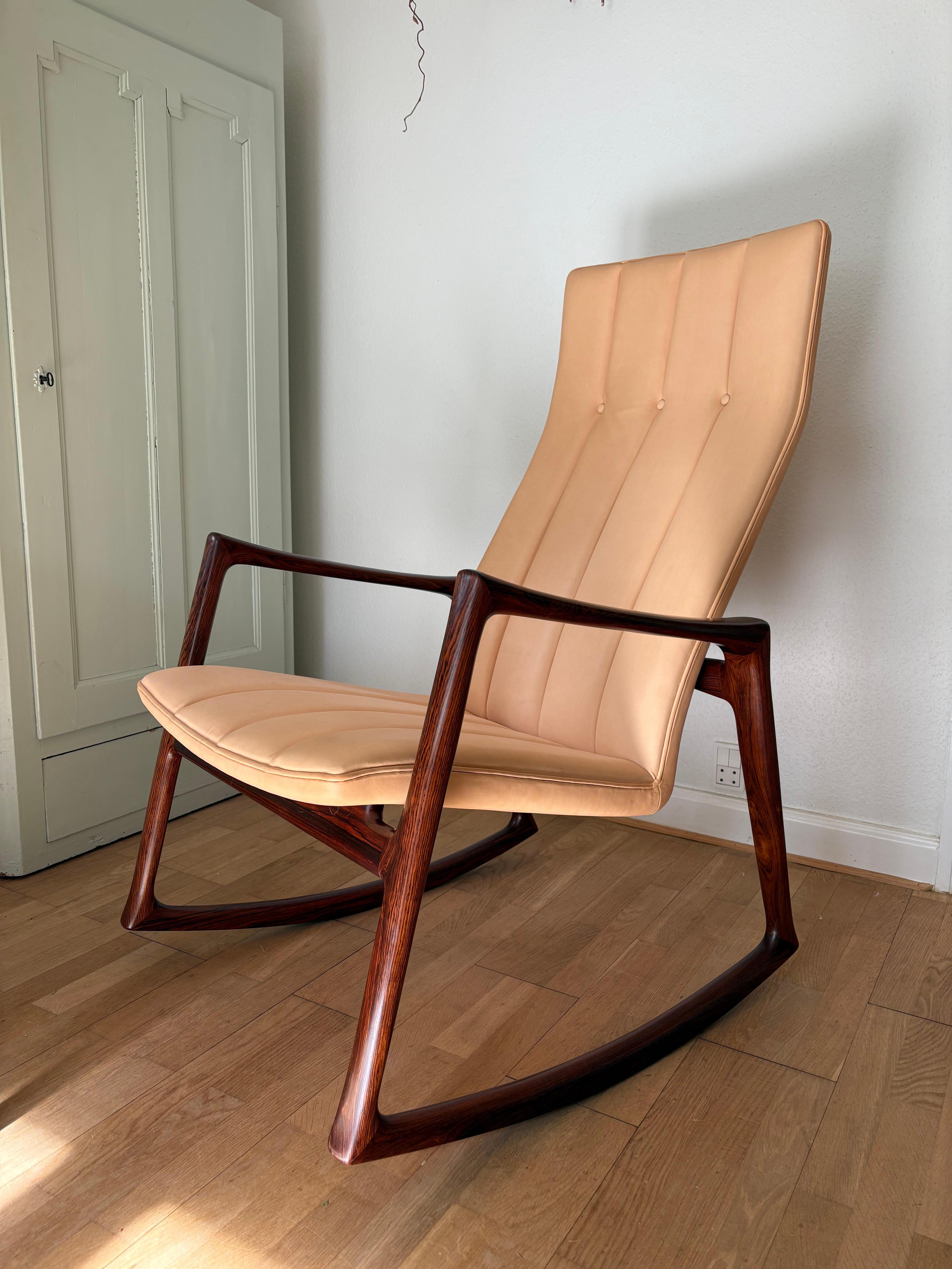 Helge Vestergaard Jensen Rosewood Rocking Chair designed 1959 For Sale 8