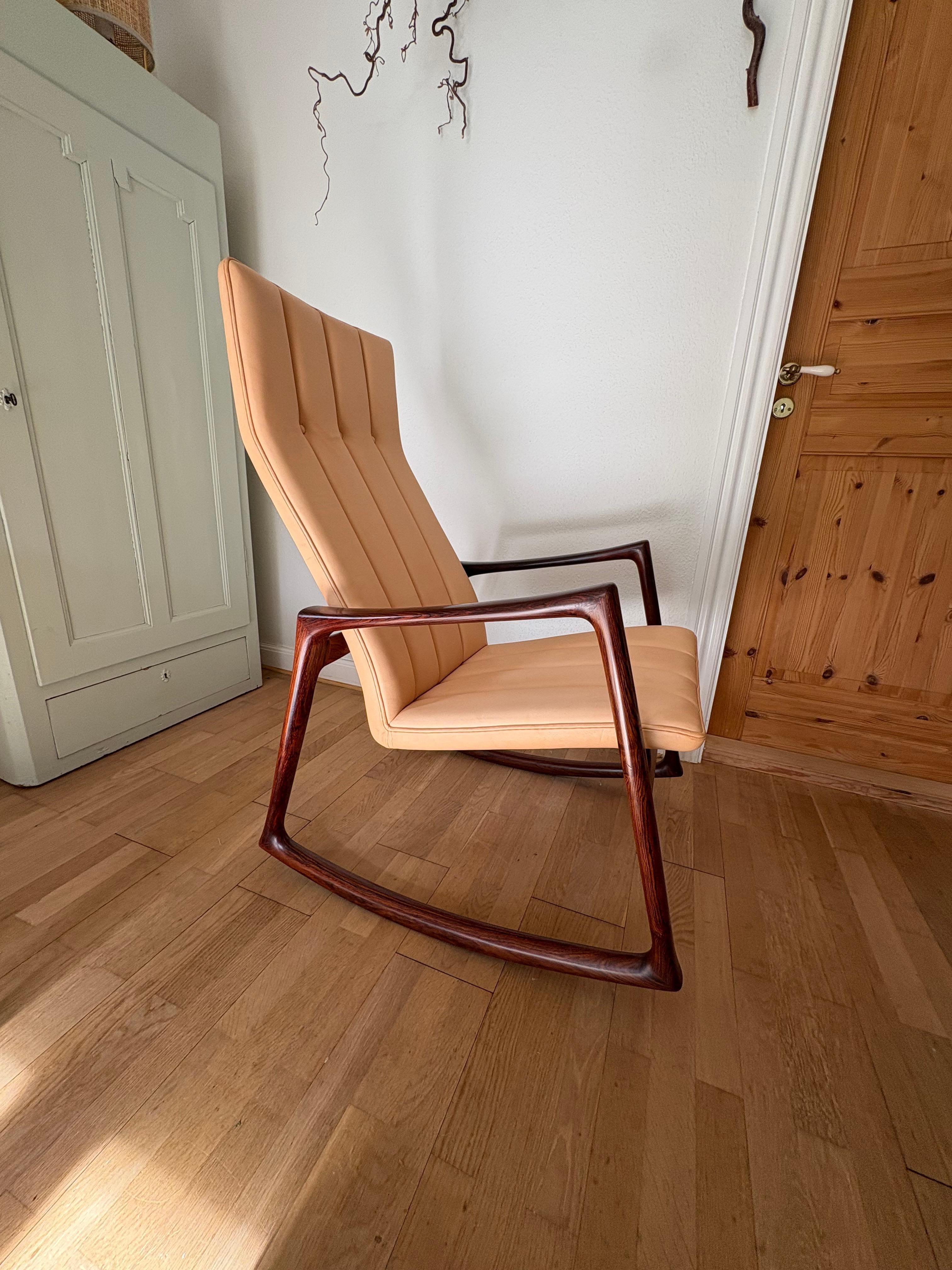 Helge Vestergaard Jensen Rosewood Rocking Chair designed 1959 For Sale 9