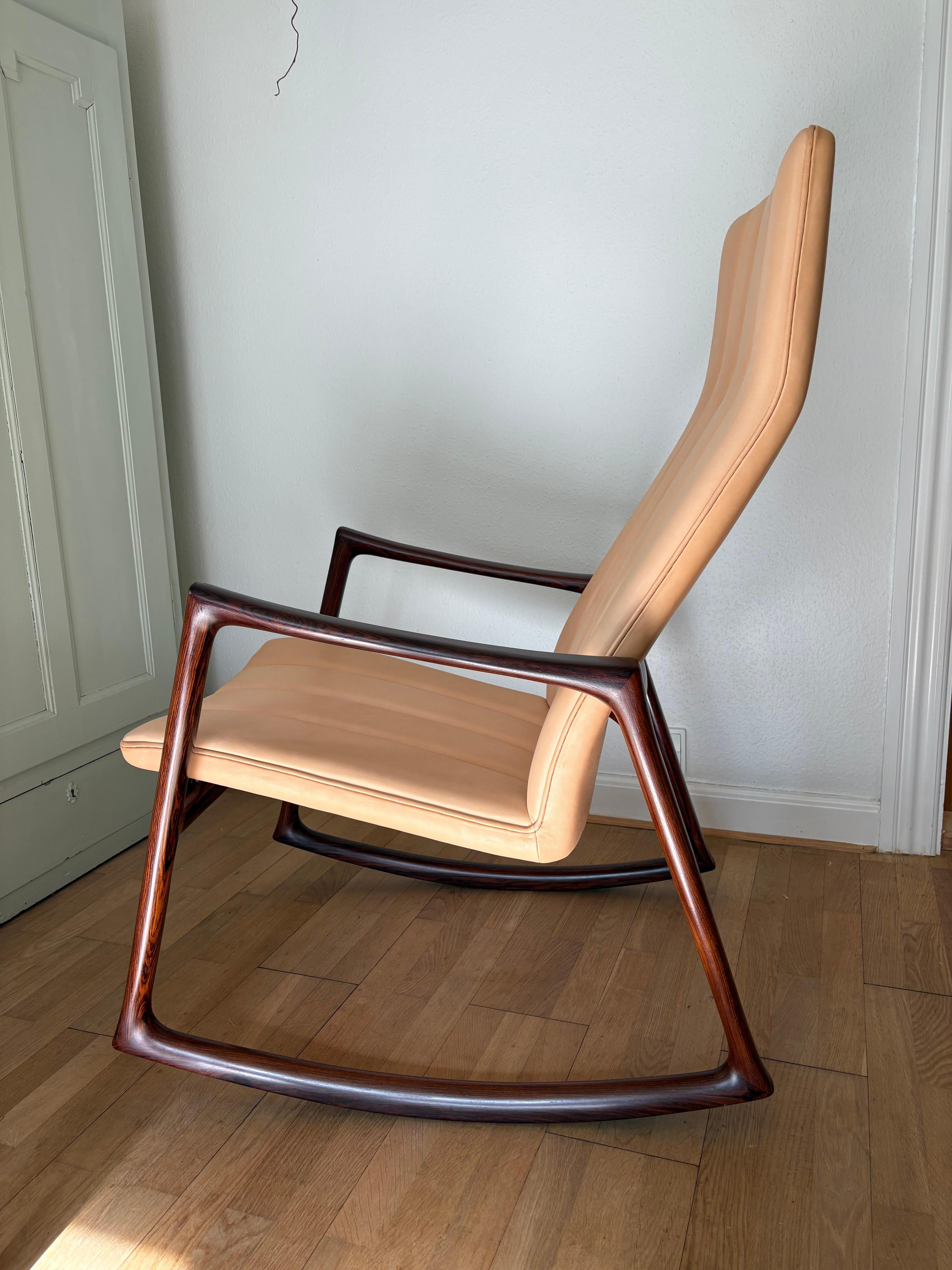 Danish Helge Vestergaard Jensen Rosewood Rocking Chair designed 1959 For Sale