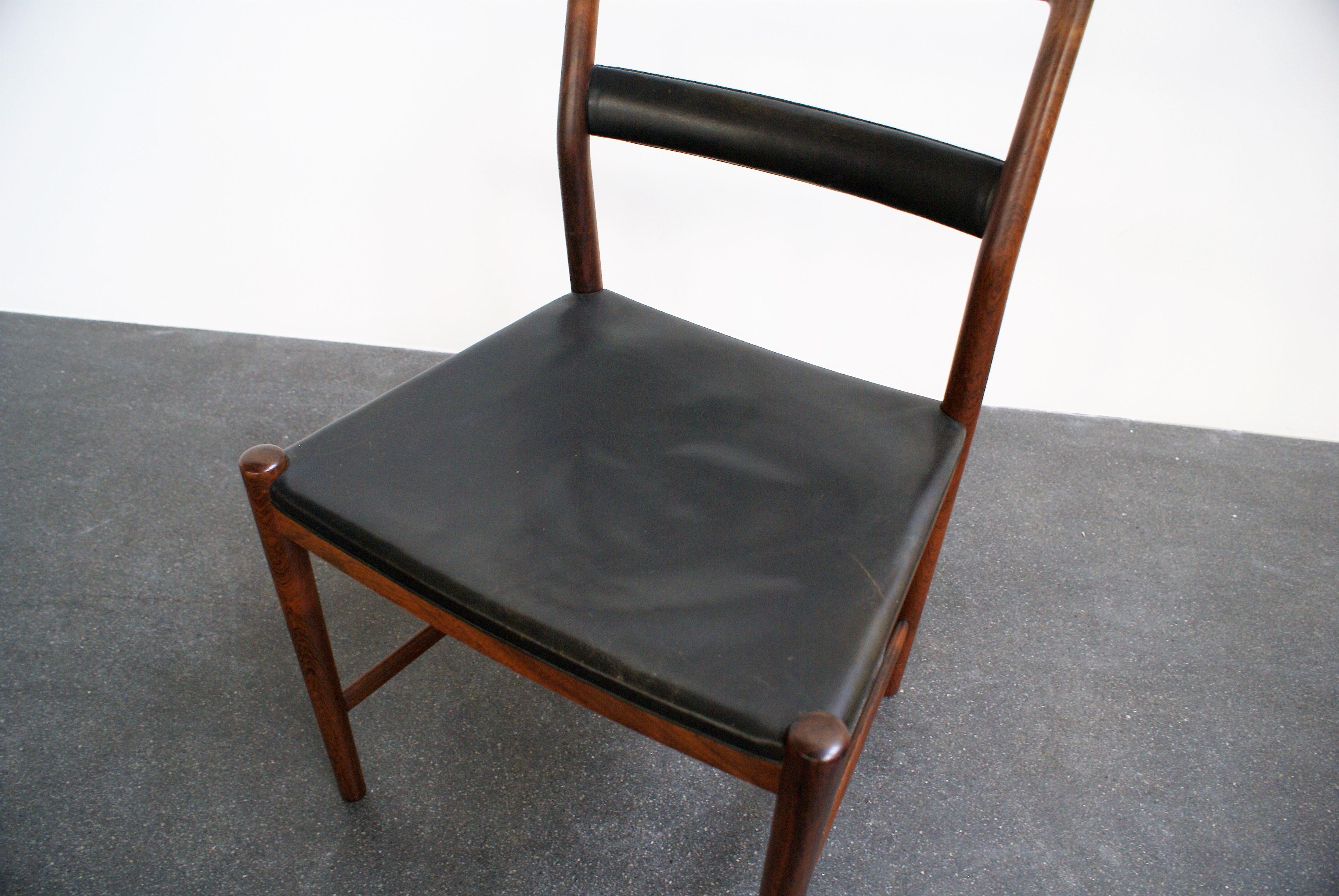 Helge Vestergaard-Jensen Set of Six Dining Chairs in Brazilian Rosewood, 1959 For Sale 5