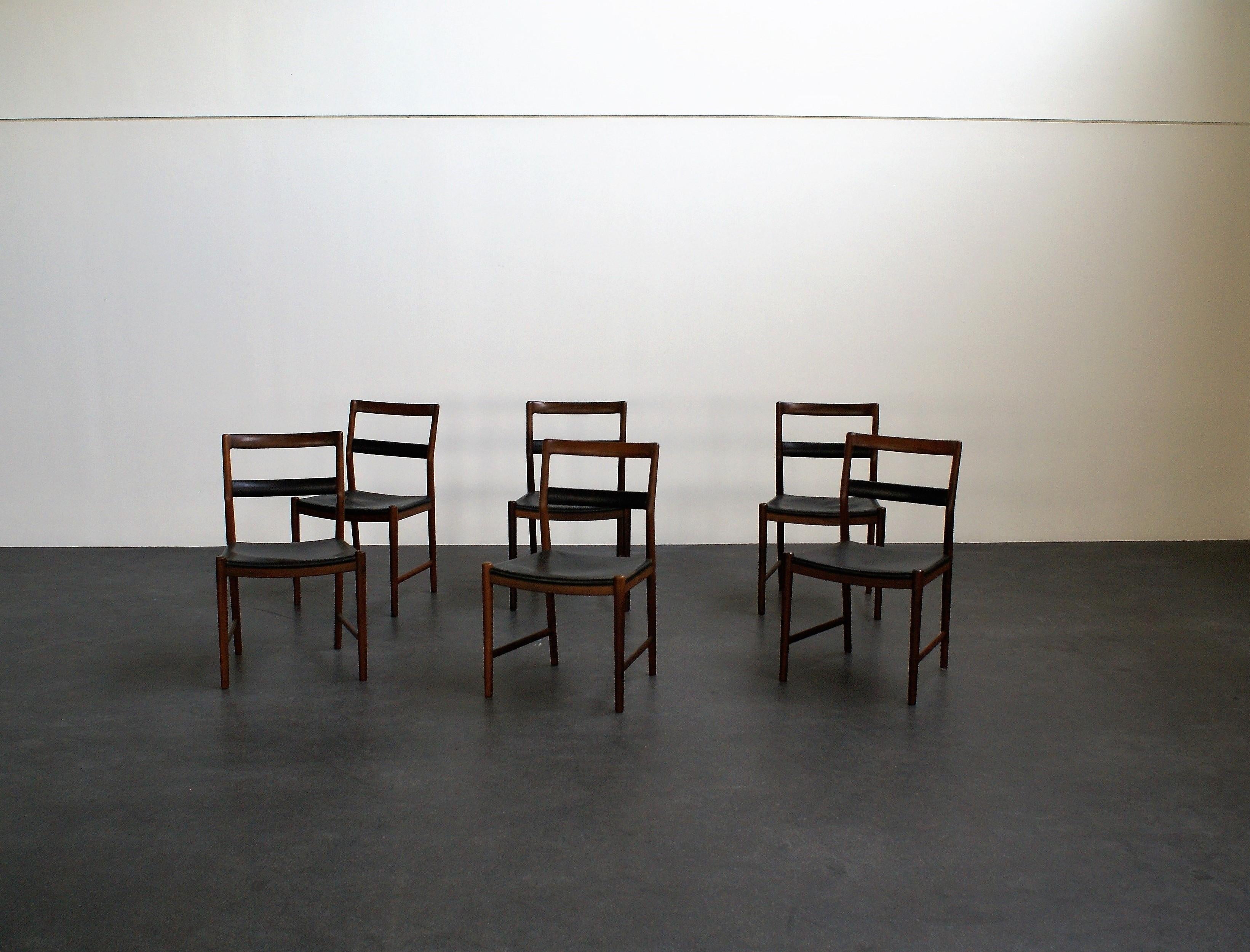 Danish Helge Vestergaard-Jensen Set of Six Dining Chairs in Brazilian Rosewood, 1959 For Sale