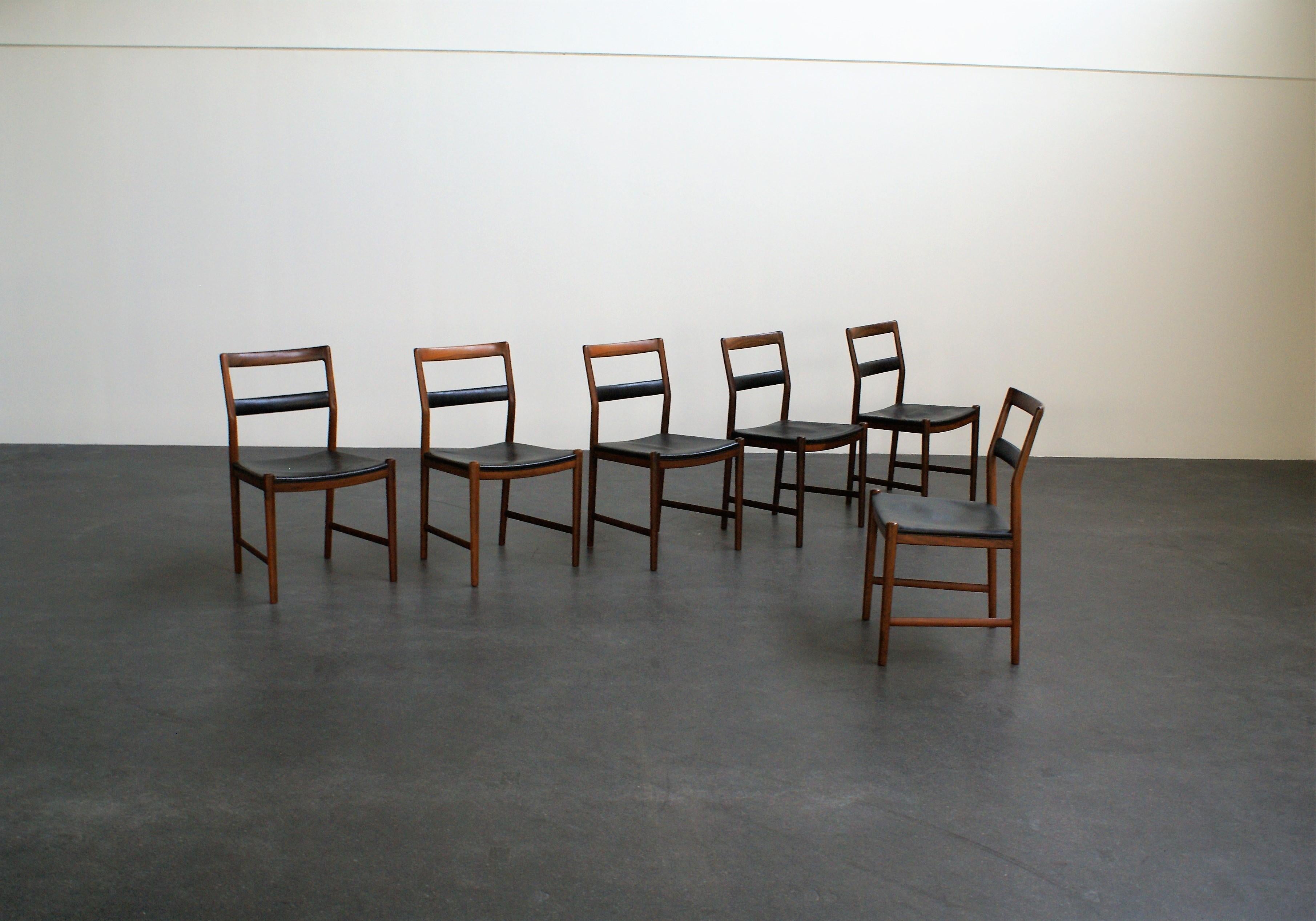 Helge Vestergaard-Jensen Set of Six Dining Chairs in Brazilian Rosewood, 1959 In Excellent Condition For Sale In Copenhagen, DK