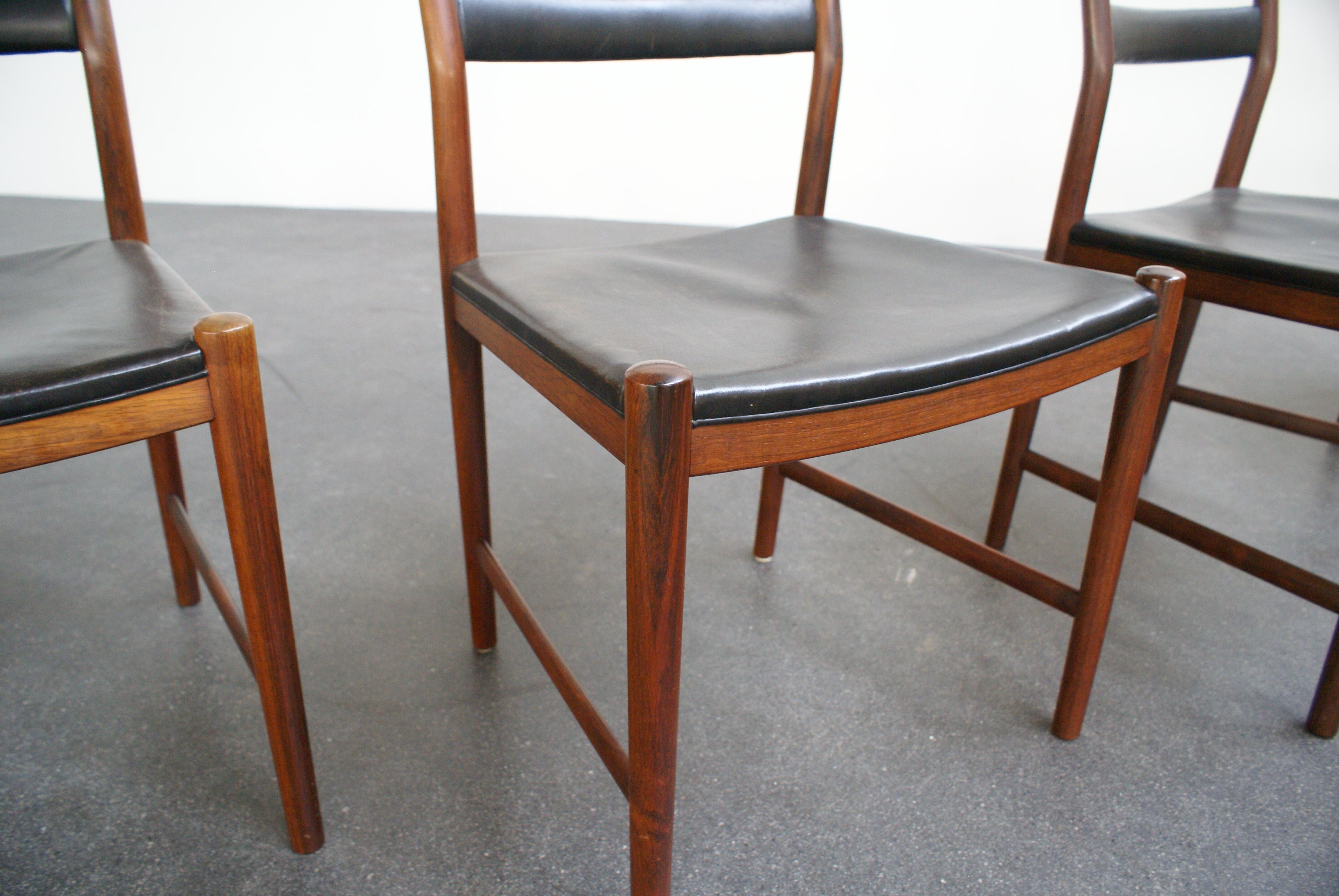 Mid-20th Century Helge Vestergaard-Jensen Set of Six Dining Chairs in Brazilian Rosewood, 1959 For Sale