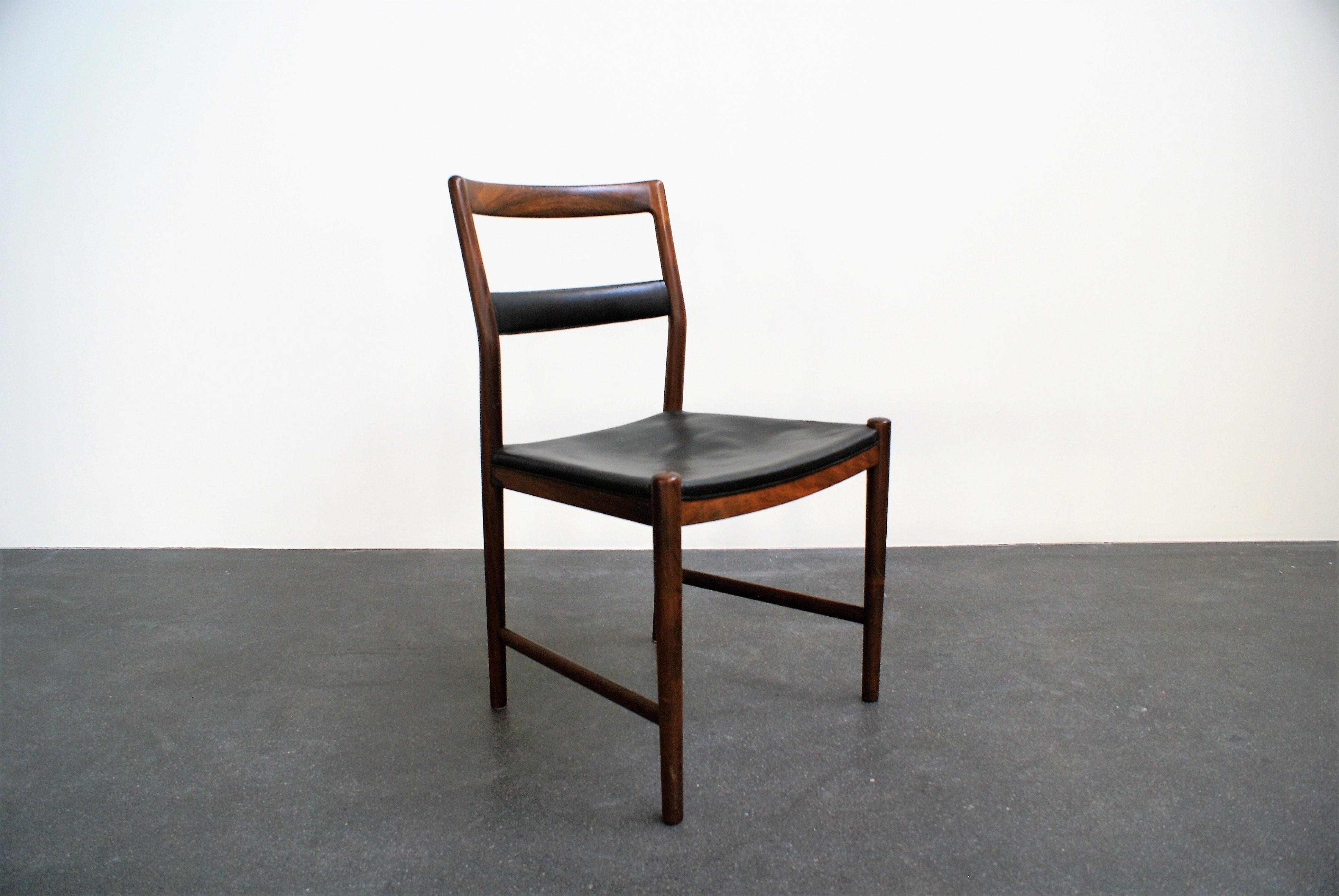 Helge Vestergaard-Jensen Set of Six Dining Chairs in Brazilian Rosewood, 1959 For Sale 1