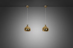 Helge Zimdal Lámparas de techo "Löken" de latón, Suecia Años 70