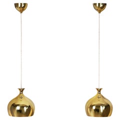 Vintage Helge Zimdal Brass "Löken" Ceiling Lights, Sweden 1970s