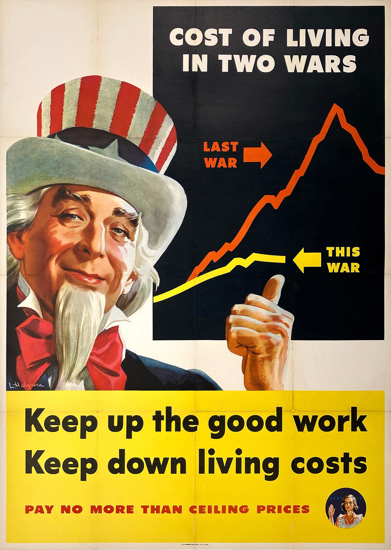 Original Vintage WWII Uncle Sam Keep Up The Good Work Poster