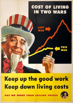 Original Vintage WWII Uncle Sam Keep Up The Good Work Poster