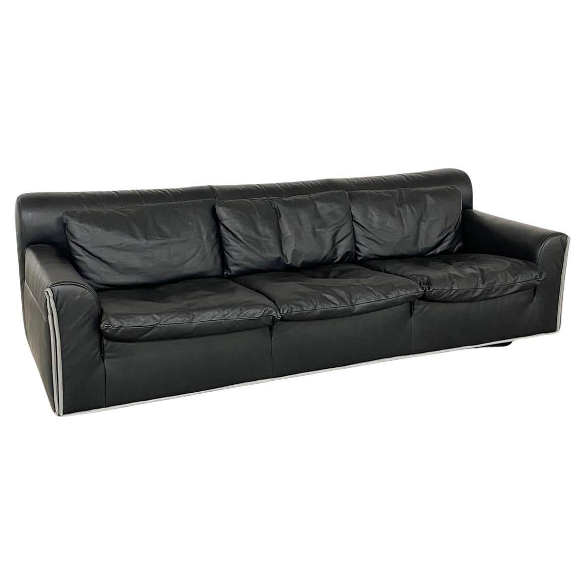 Heli 3-Seater Leather Sofa by Otto Zapf for Knoll, 1980s For Sale
