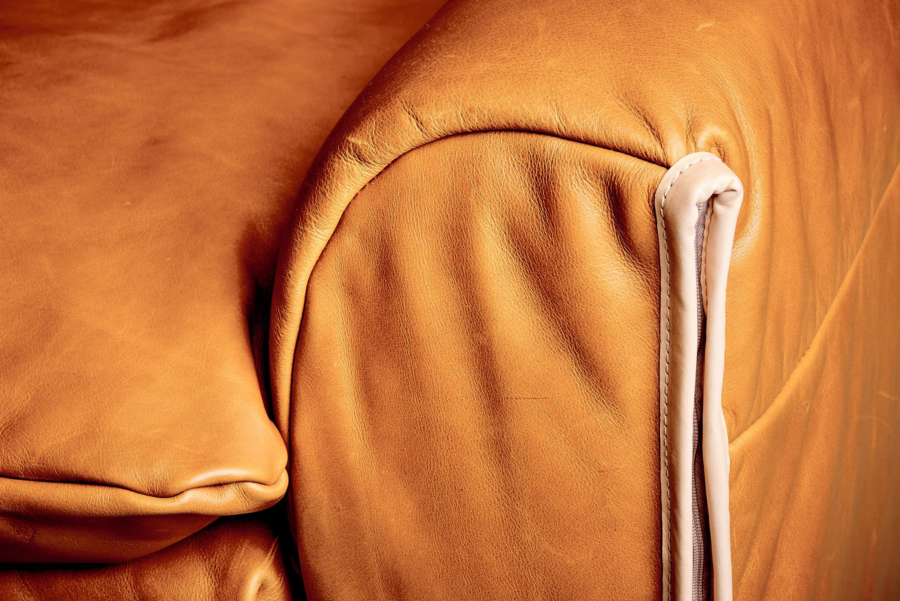 Heli dreisitziges Ledersofa von Otto Zapf für Knoll International 1980er im Angebot 2