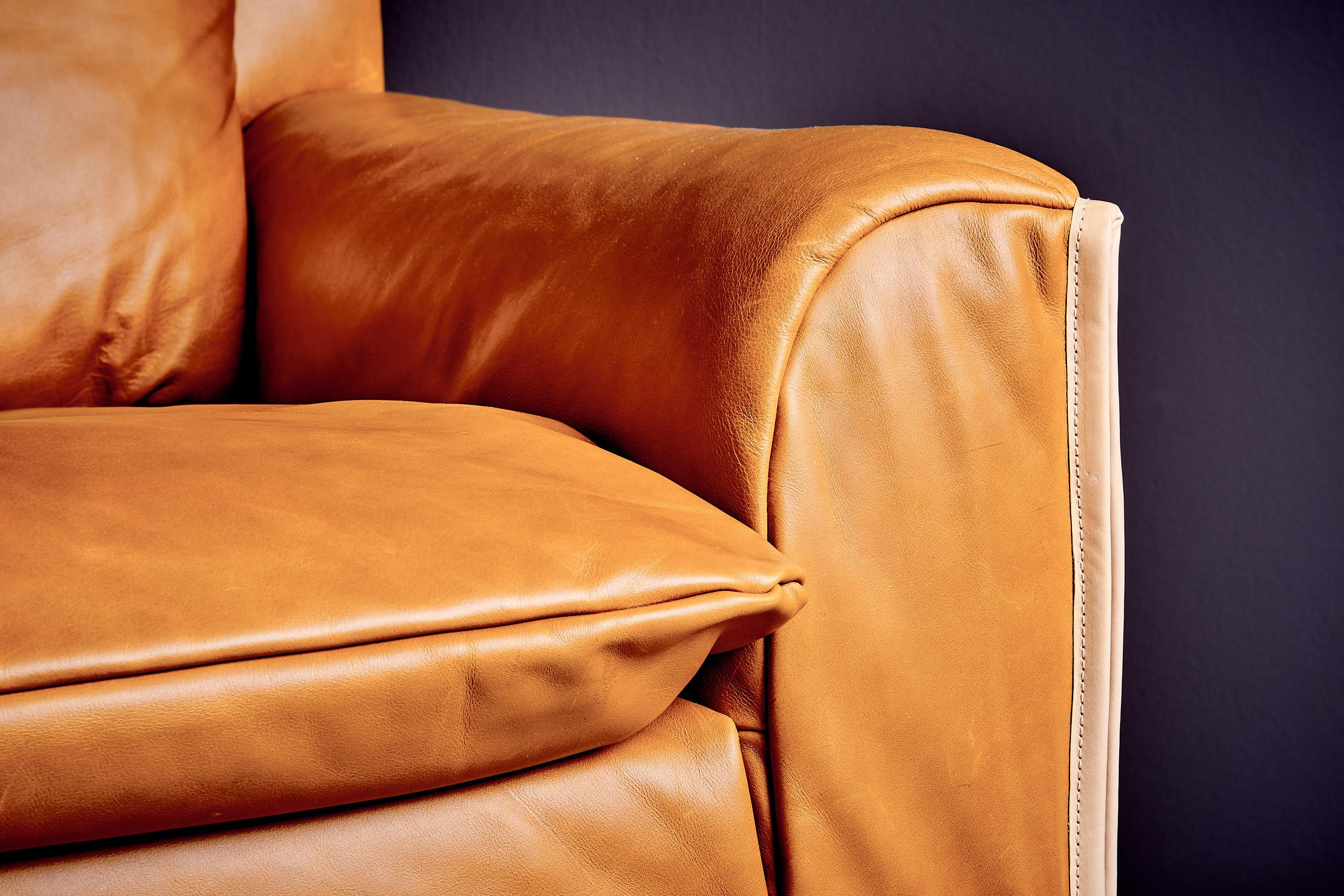 Heli dreisitziges Ledersofa von Otto Zapf für Knoll International 1980er im Angebot 3