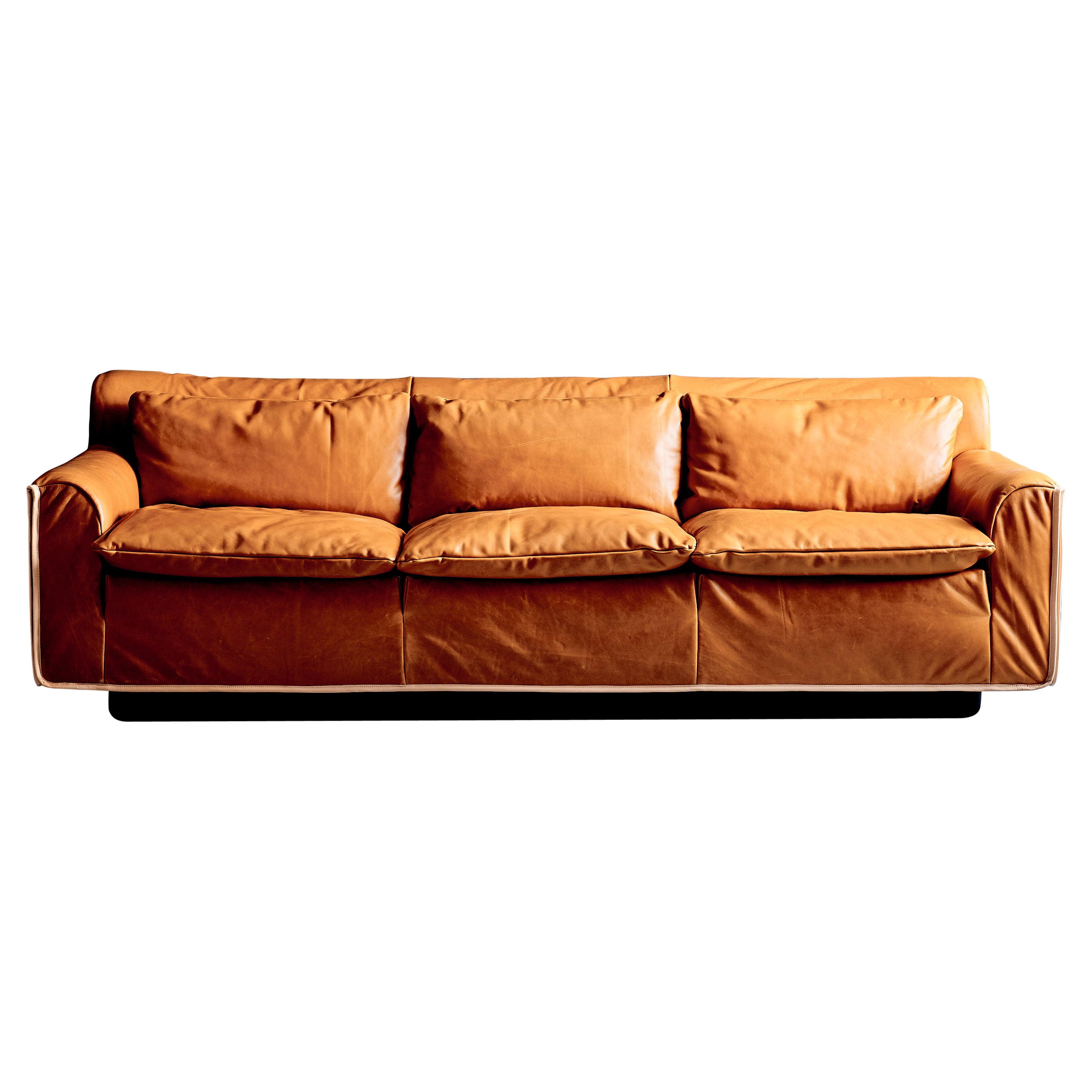 Divano in pelle a tre posti Heli di Otto Zapf per Knoll International anni
80