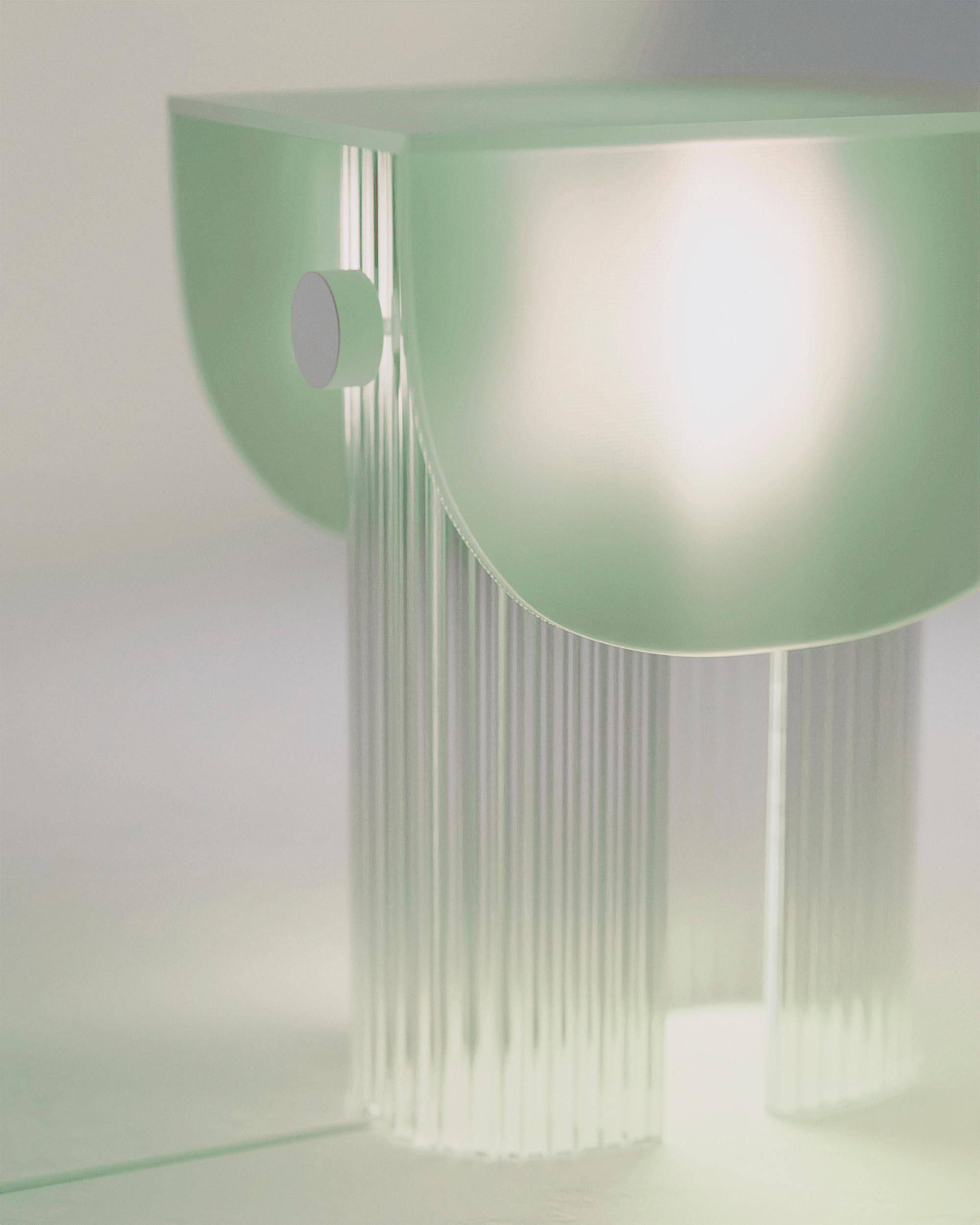 French Helia Nature Green Table Lamp by Glass Variations For Sale