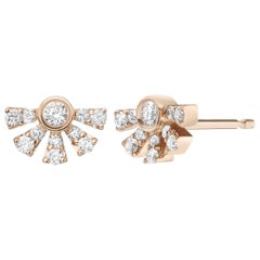 Helia Studs, White Diamond Pavé Earrings in Rose Gold