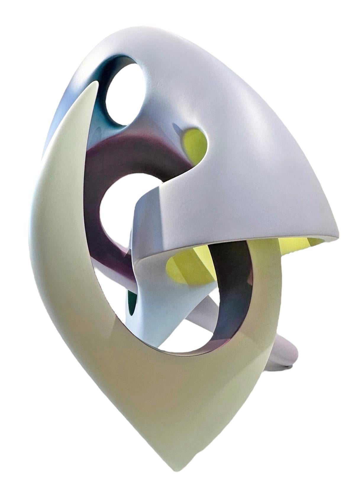 Moderno Passaggio elicoidale, scultura astratta, forma geometrica intrecciata dai colori vivaci in vendita