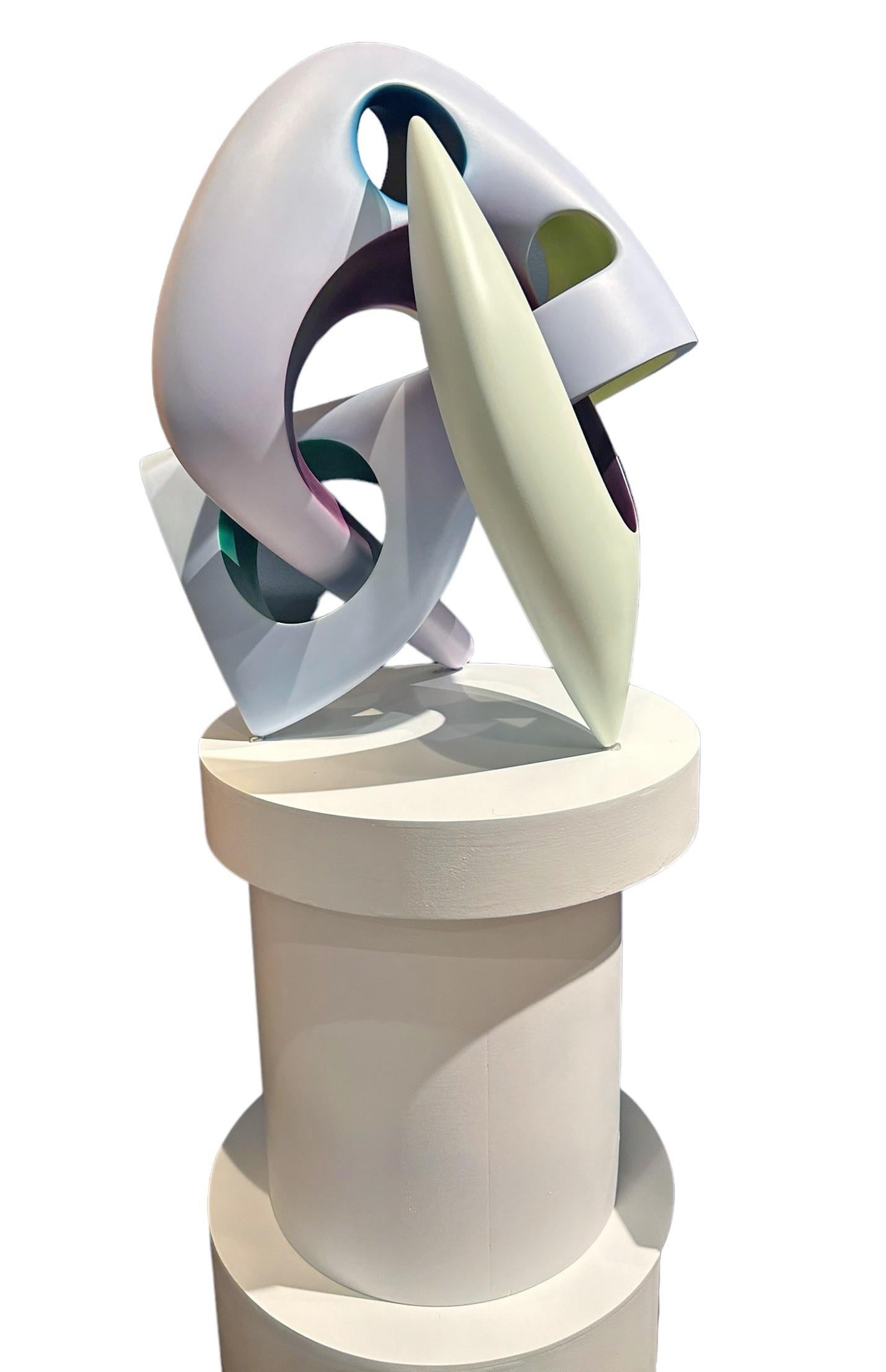 Acrilico Passaggio elicoidale, scultura astratta, forma geometrica intrecciata dai colori vivaci in vendita