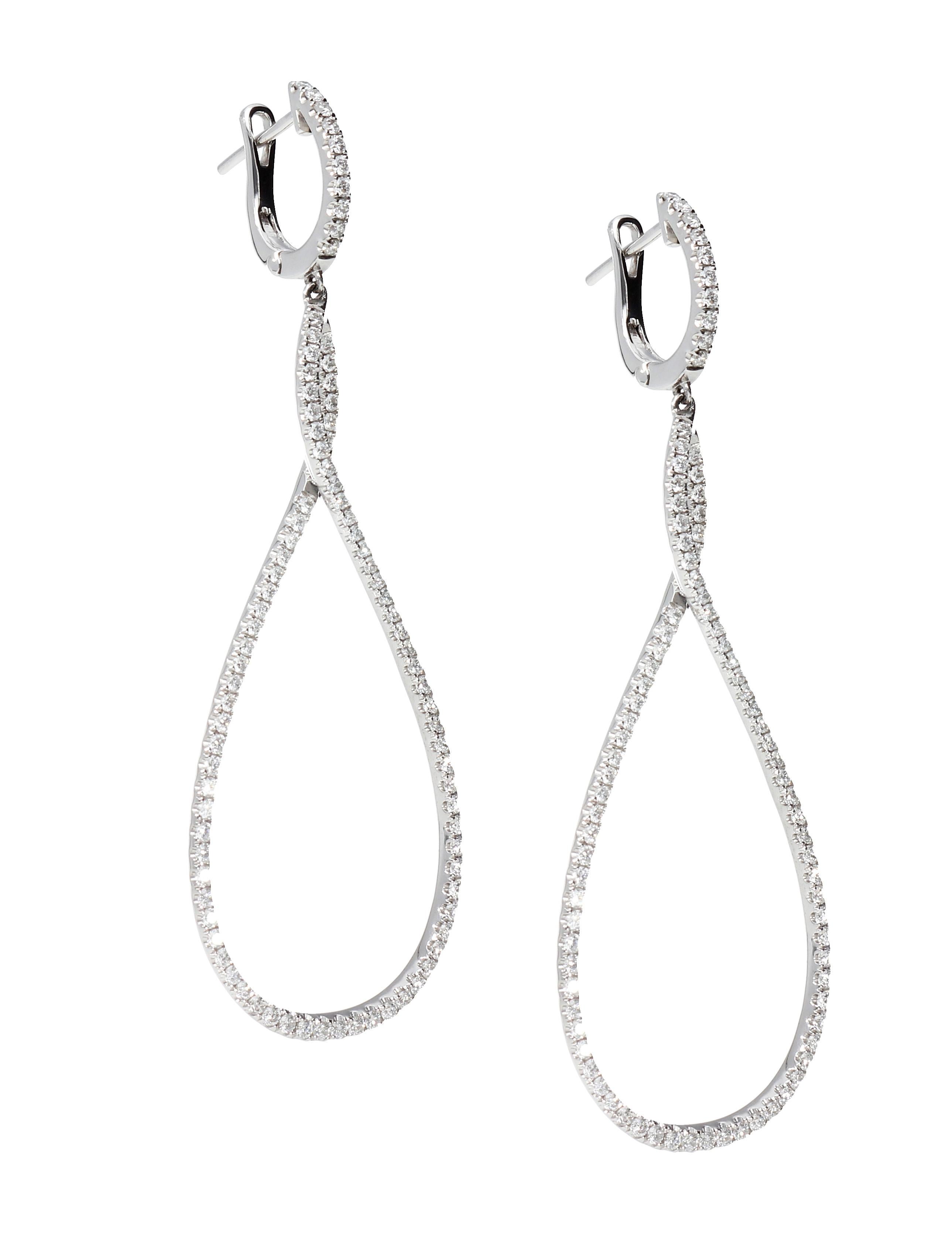 Helical-Shaped Earrings with 1.40 ct of Diamonds. Gold 18 kt White  For Sale 2