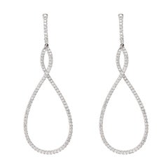 Helical-Shaped Earrings with 1.40 ct of Diamonds. Gold 18 kt White 