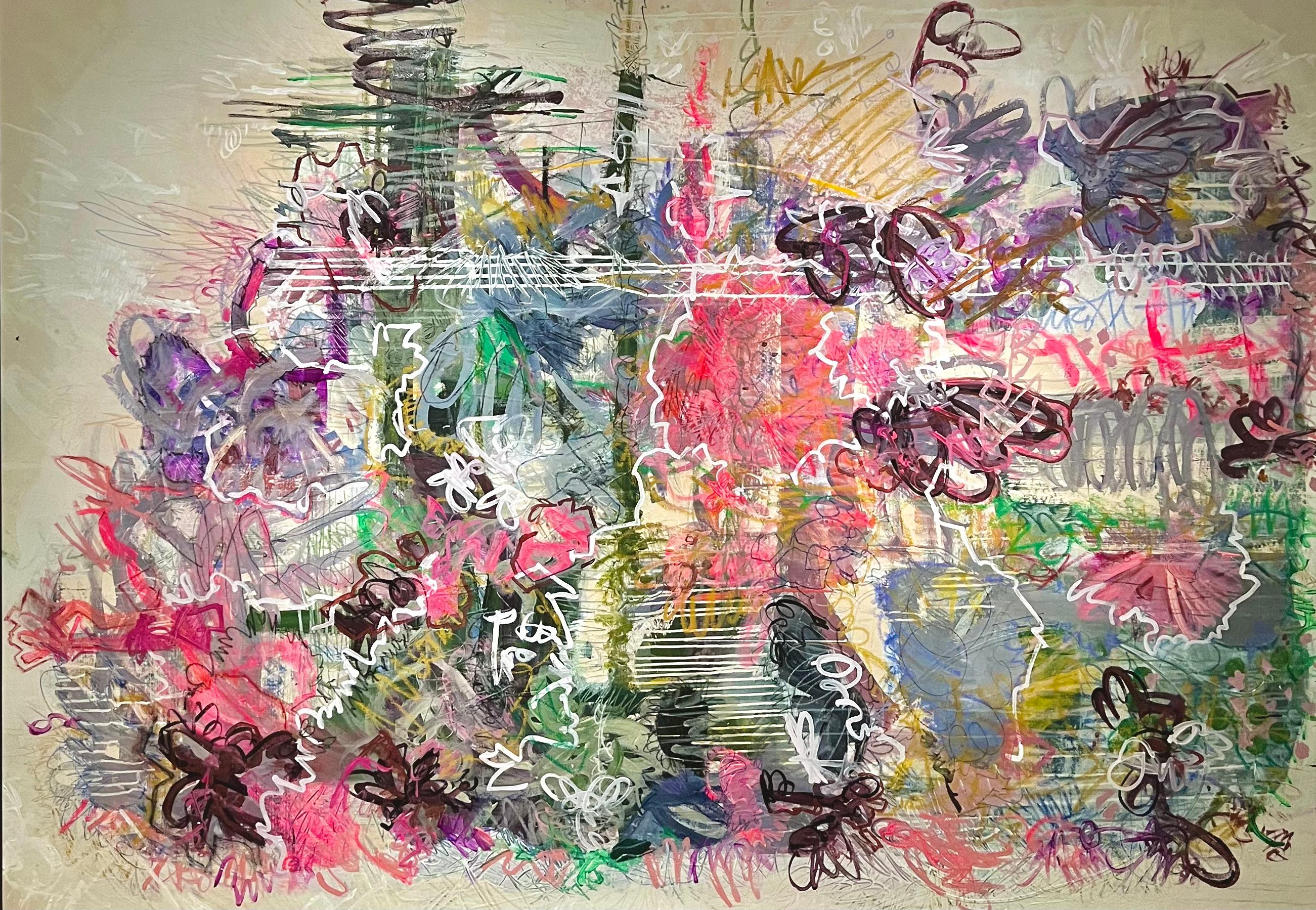 Helice Carris-Bernstein Abstract Painting - "Pink Frolic"