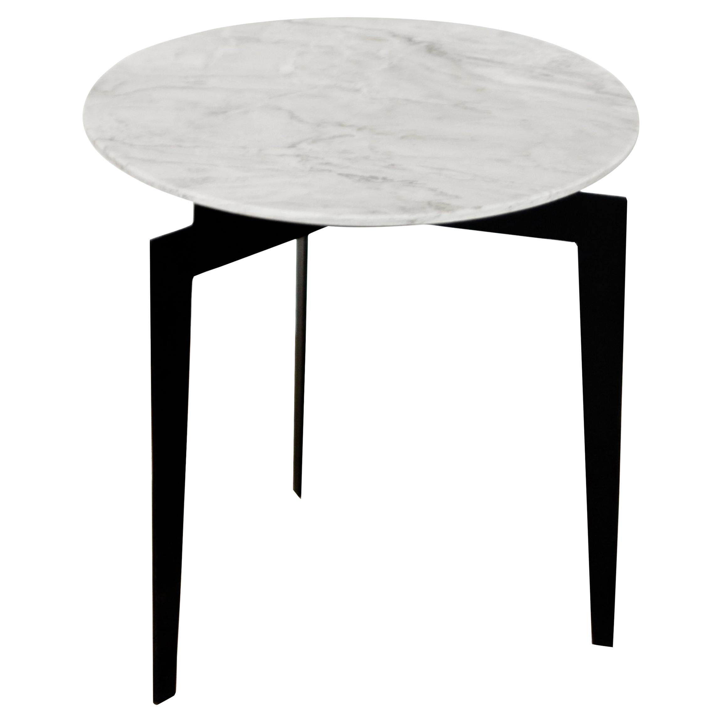 Hélice steel and white marble Side Table For Sale at 1stDibs