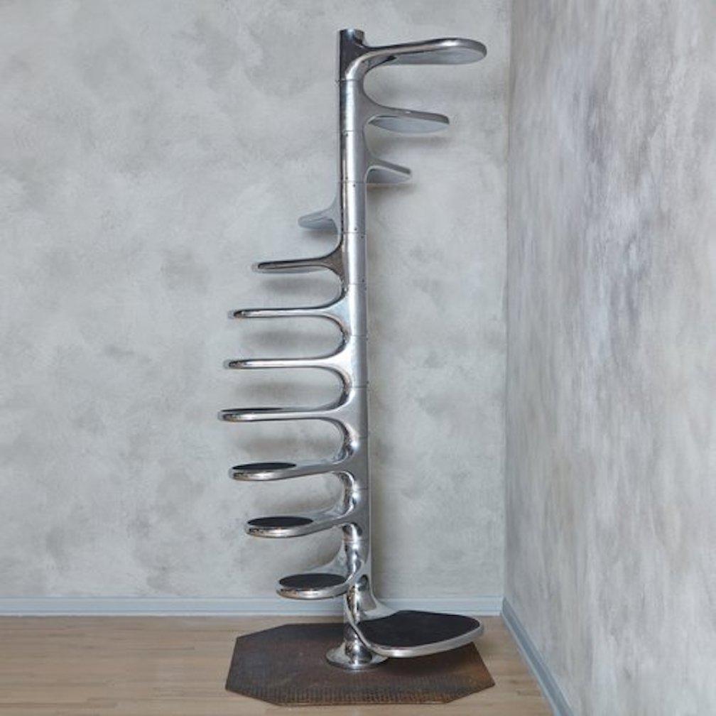 An extraordinary Helicoid model M400 staircase by French designer Roger Tallon, 1964. Tallon originally designed this piece for Gallery Lacloche Edition in Paris and it has since become a piece of design history.  This iconic staircase features a