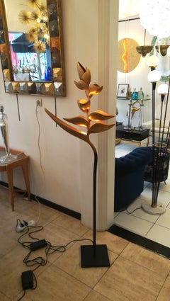 Paradise birds Floor Lamp Black and Gold Patinated Metal