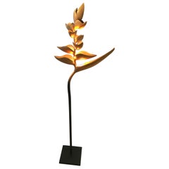 Paradise birds Floor Lamp Black and Gold Patinated Metal