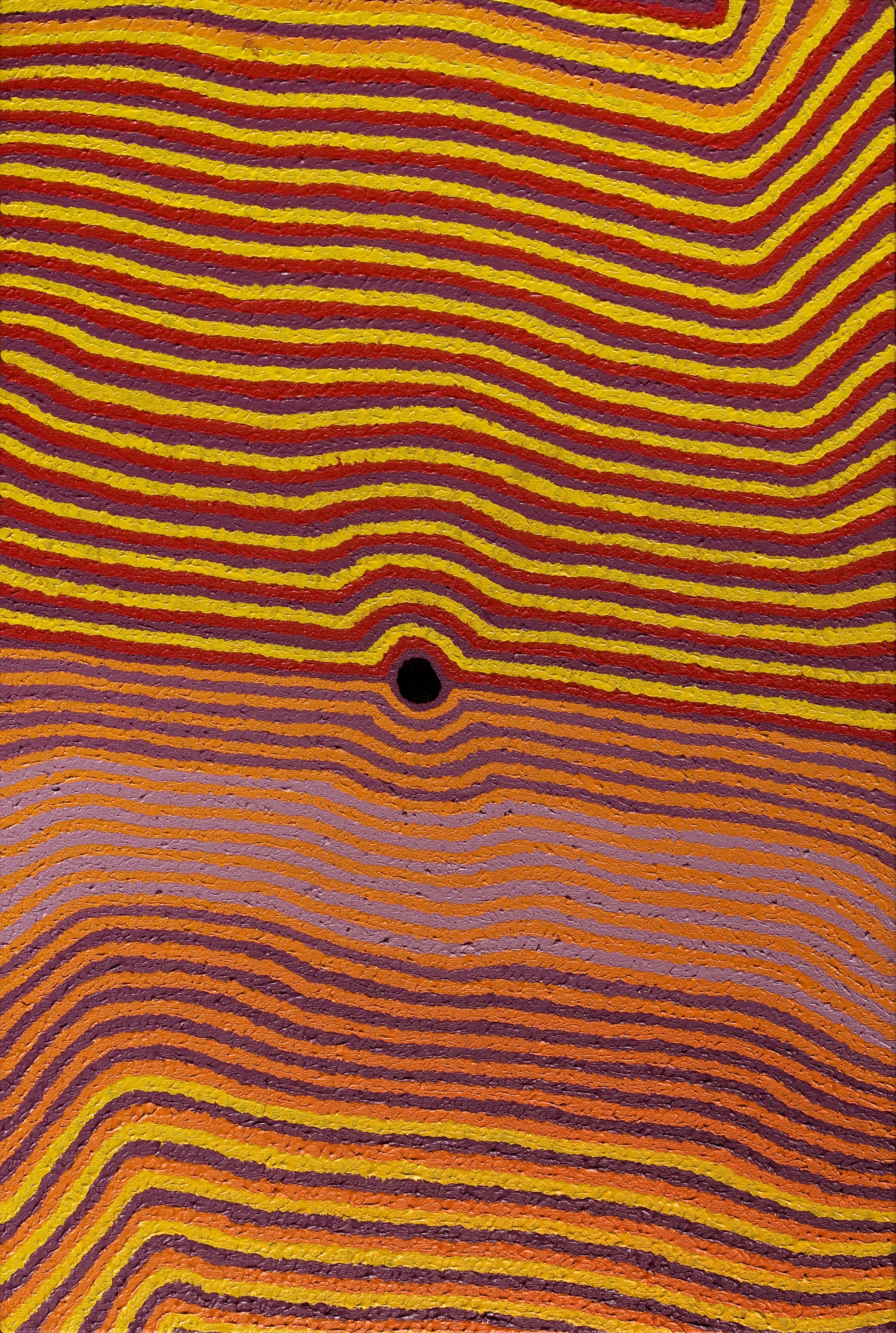 Helicopter Tjungurrayi Abstract Painting - Wangkartu Painting, Contemporary Abstract, Canvas, 2005, Framed