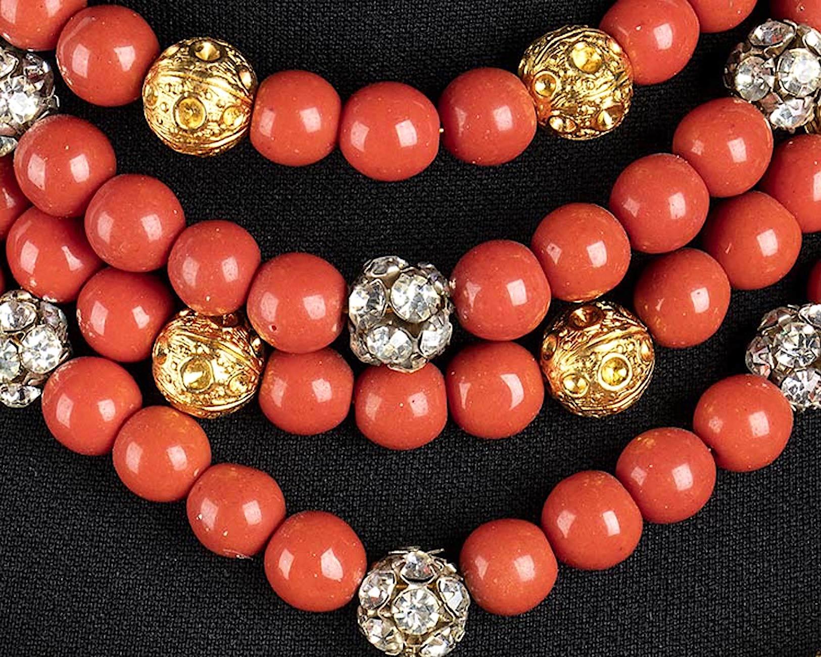 Women's Principessa Helietta Caracciolo Faux Red Coral Choker Necklace and Earrings