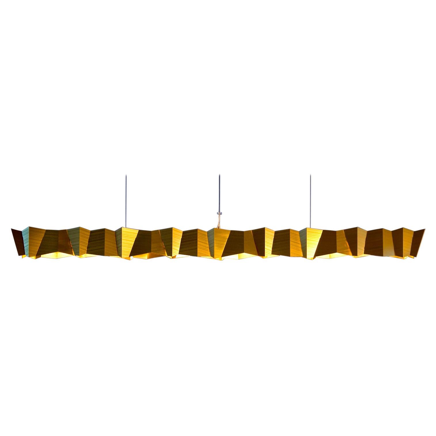 Helikon Linear Chandelier in Gold Anodized Aluminum by David D’Imperio For Sale