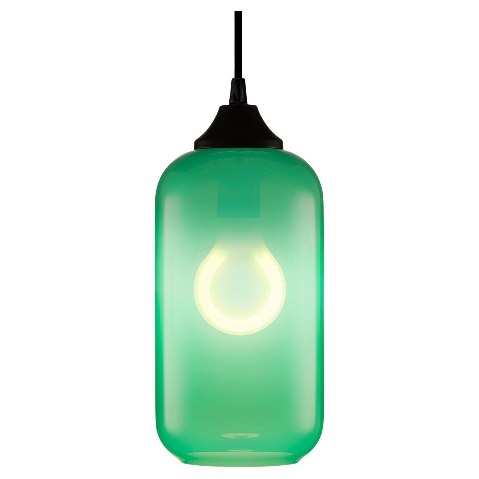 Helio Chroma Jade Handblown Modern Glass Pendant Light, Made in the USA For Sale