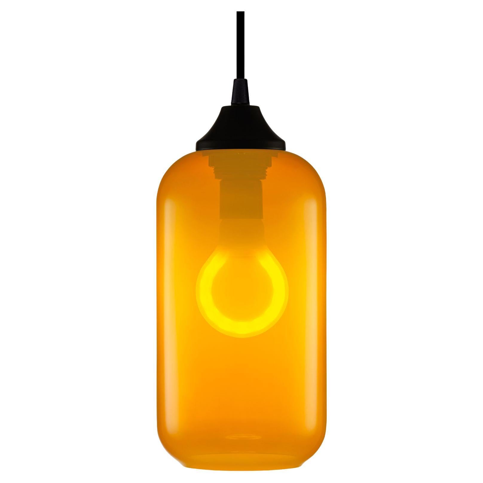 Helio Chroma Tangerine Handblown Modern Glass Pendant Light, Made in the USA