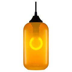 Lampe à suspension Helio Chroma Tangerine en verre moderne soufflé à la main, fabriquée aux États-Unis