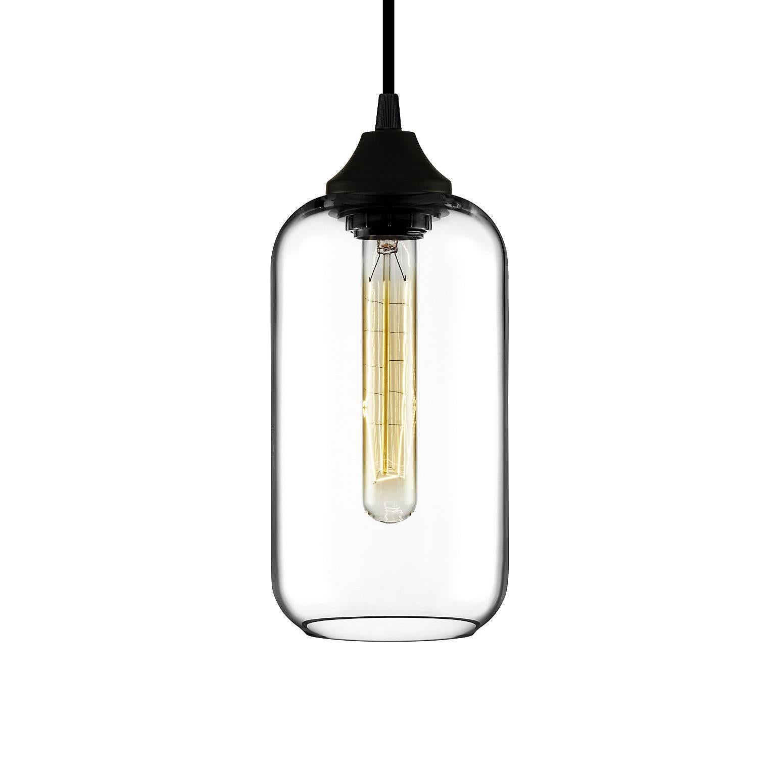 Helio Prisma Crystal Handblown Modern Glass Pendant Light, Made in the USA For Sale